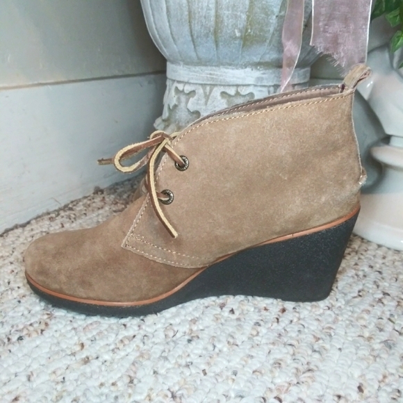 Sperry Harlow Taupe Suede Lace-Up Wedge Bootie - Picture 11 of 14